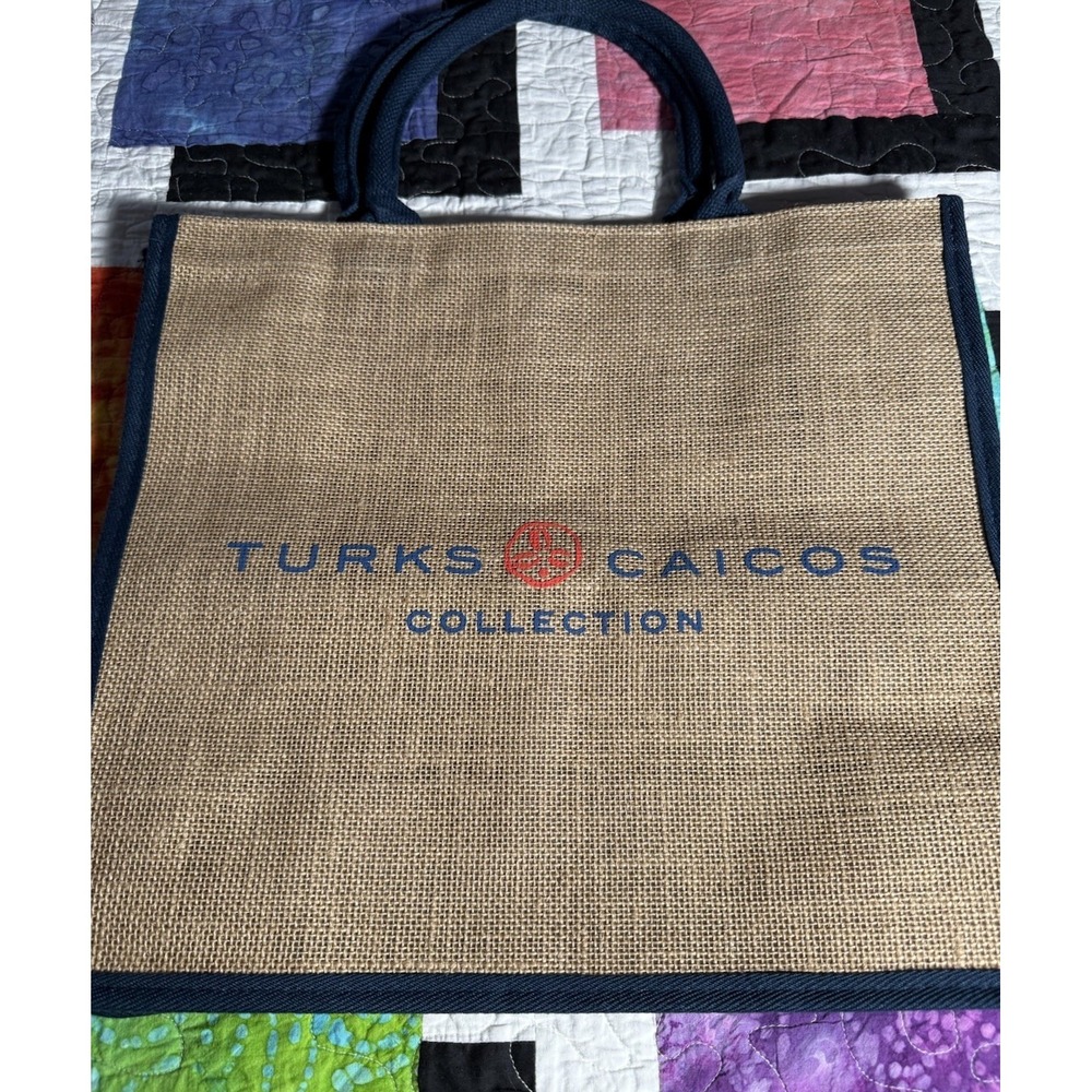 Turks & Caicos Woven Burlap Tote Bag